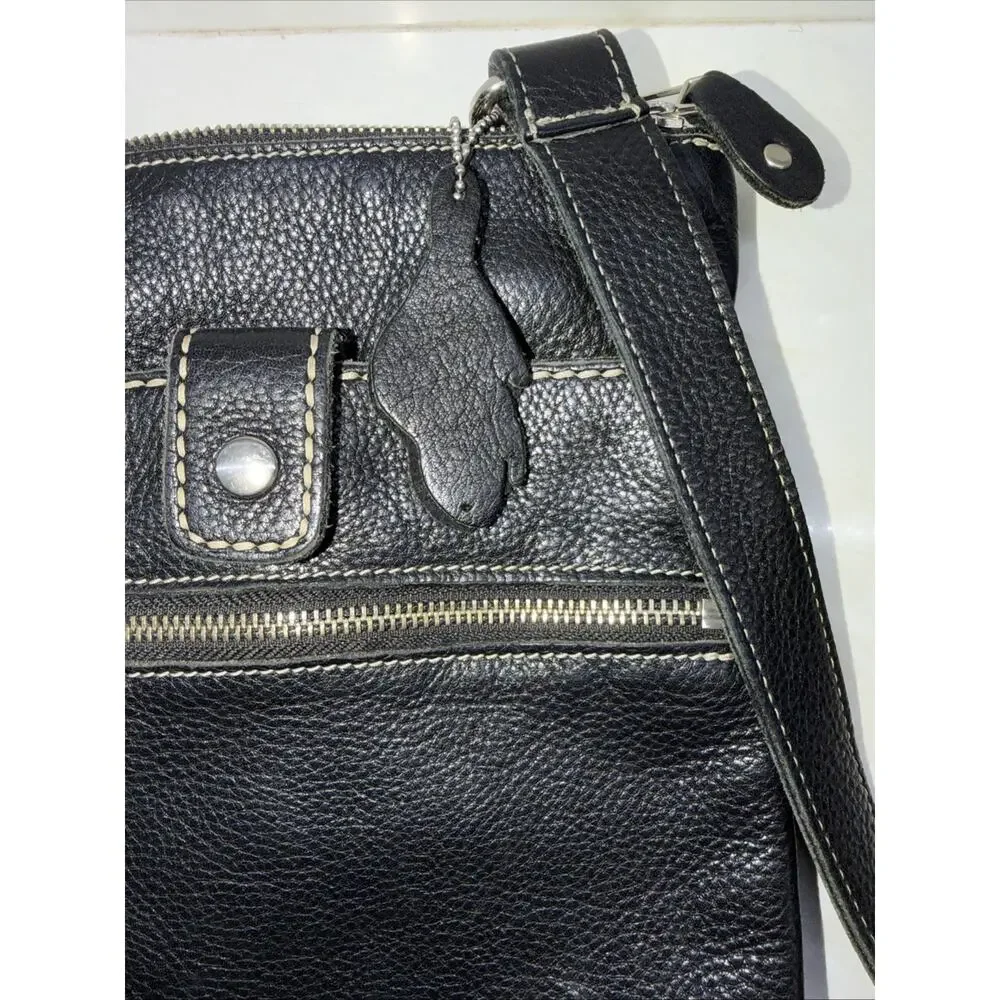 Roots Canada Venetian Village Tribe Crossbody Messenger Bag Black Leather Purse